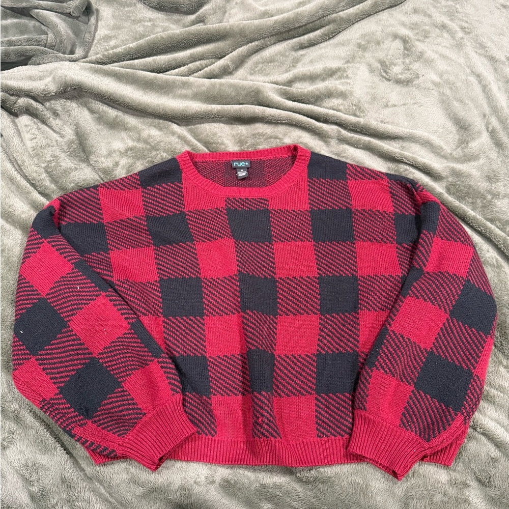 Red and Black Plaid Sweater